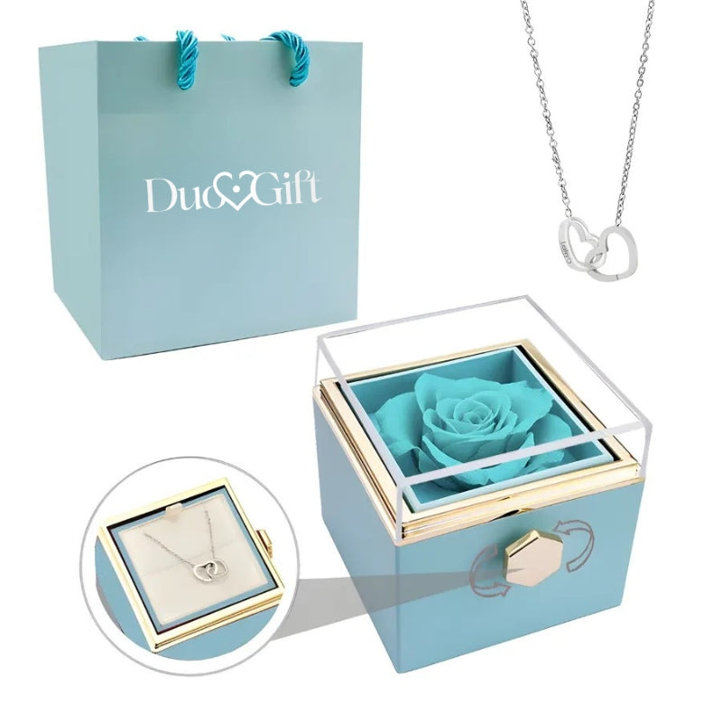 Duogift™ – Collier Deux Cœurs + Boîte Rotative