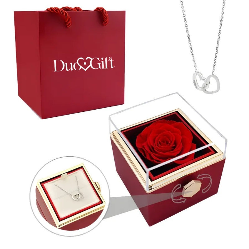 Duogift™ – Collier Deux Cœurs + Boîte Rotative
