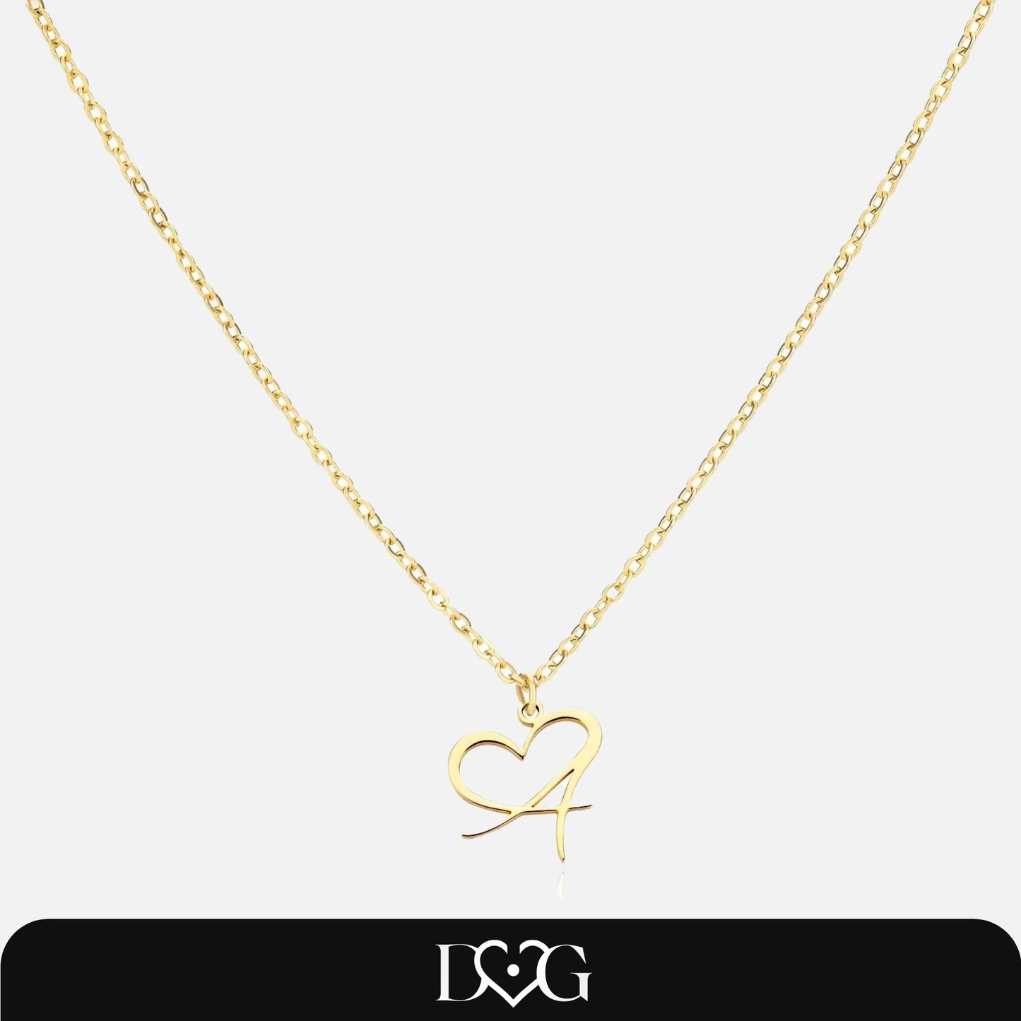 Collier Lettre En Cursive Cœur