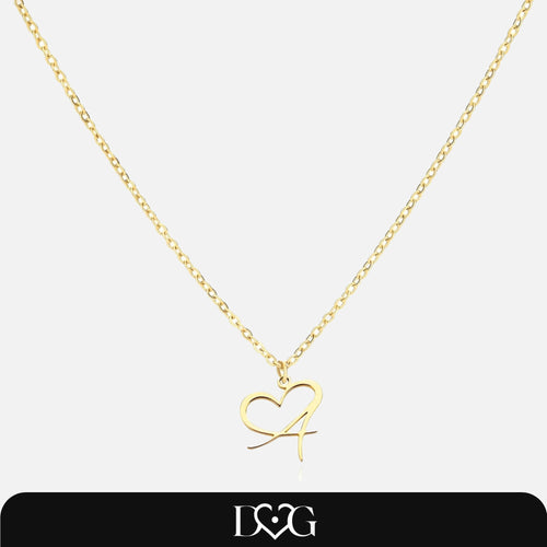 Collier Lettre En Cursive Cœur