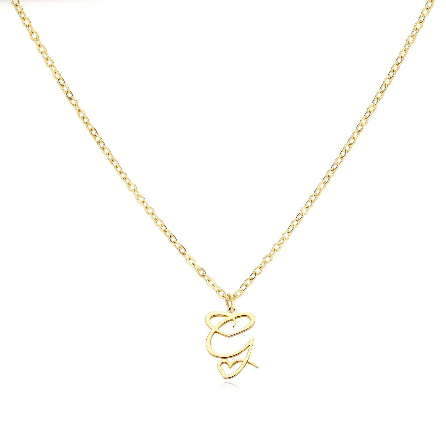 Collier Lettre En Cursive Cœur