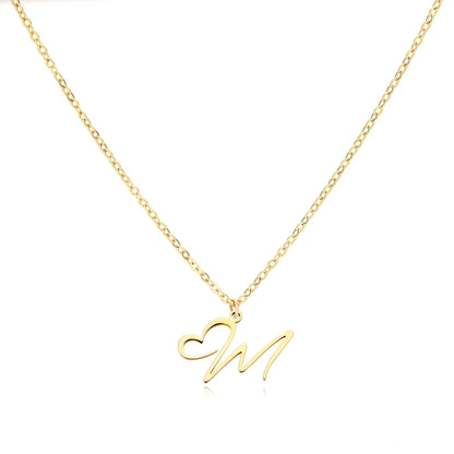 Collier Lettre En Cursive Cœur