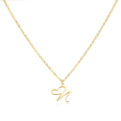 Collier Lettre En Cursive Cœur