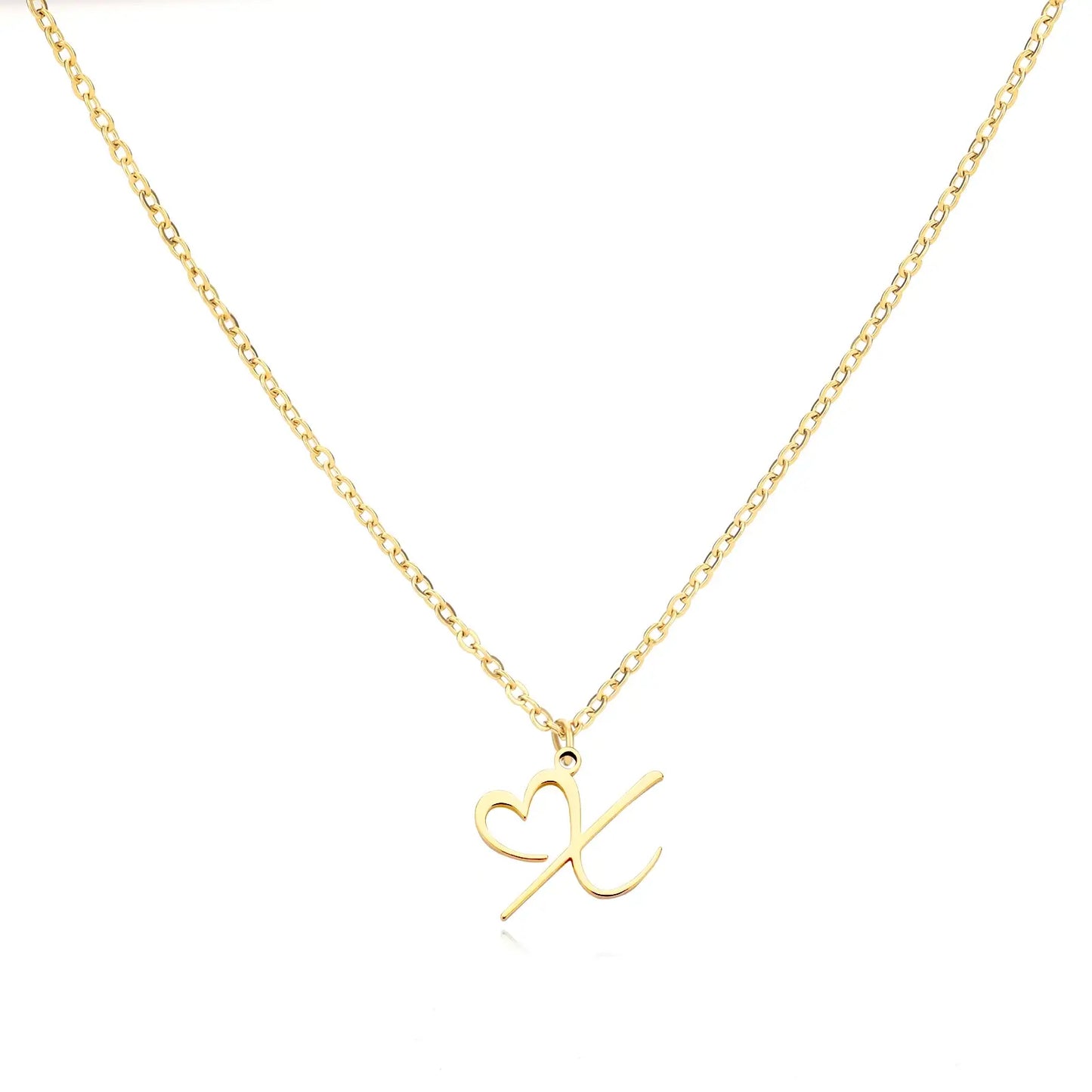 Collier Lettre En Cursive Cœur