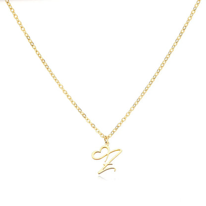 Collier Lettre En Cursive Cœur